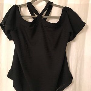 LOFT Cold Shoulder Black Shirt
